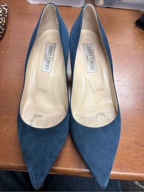 Jimmy Choo Teal Suede Pointed-Toe Pumps